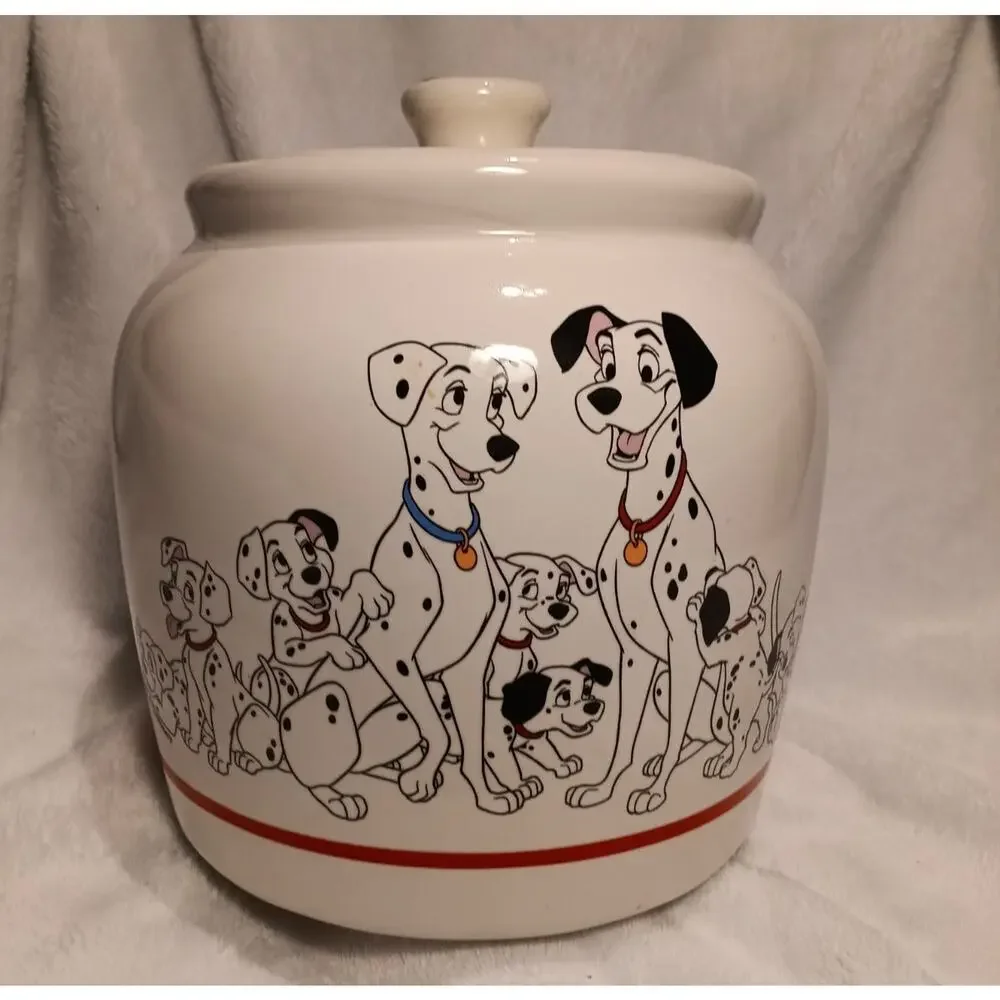 Vintage Disney 101 Dalmatians Treasure Craft Ceramic Cookie Jar Canister EUC FS